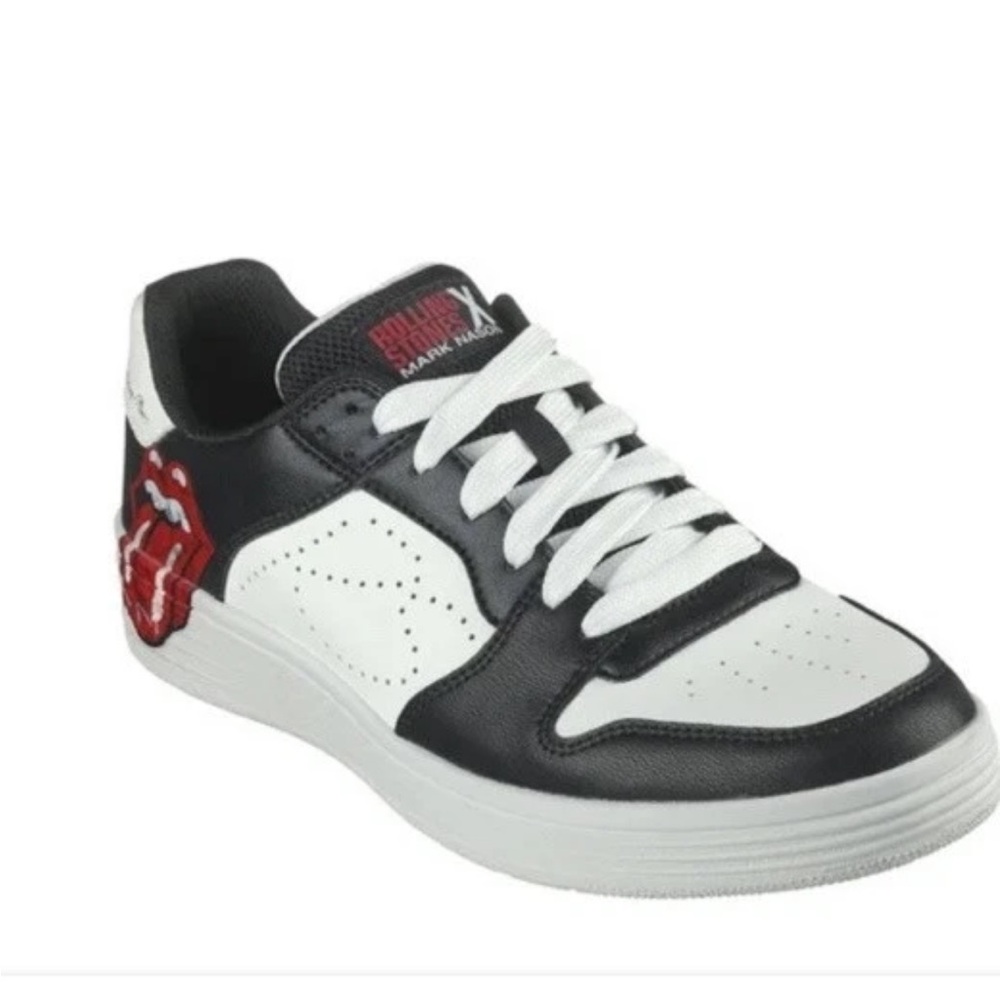 Skechers Men's Rolling Stones Classic Cup 10.5 Lick Black/White Low Top Sneaker